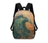 sinyumoney Golden Marbel Wave Art Sacs À Dos Imprimés En 3D Pour Enfants 17inch Sacs À Dos Tendance Et Décontractés Pour La Journée, Sacs De Voyage, Sacs À Dos D'extérieur Pour Garçons Et Filles