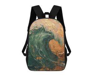 sinyumoney Golden Marbel Wave Art Sacs À Dos Imprimés En 3D Pour Enfants 17inch Sacs À Dos Tendance Et Décontractés Pour La Journée, Sacs De Voyage, Sacs À Dos D'extérieur Pour Garçons Et Filles