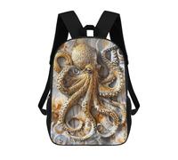 sinyumoney Golden Octopus Elegance Sacs À Dos Tendance Imprimés En 3D 17inch Sac D'école Décontracté Pour Enfants, Garçons, Élèves Du Primaire Et Du Collège