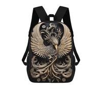 sinyumoney Golden Phoenix Artwork-1 Sac À Dos Enfant, Sac D'école, Sac À Dos Imprimé 3D Avec Motif De Dessin Animé, Grande Capacité, Pour Garçons Et Filles 17inch