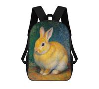 sinyumoney Golden Rabbit Art Print Sac À Dos Scolaire Pour Enfants, Imprimé En 3D, Sac À Dos Tendance Pour Garçons, Élèves Du Primaire Et Du Collège 17inch