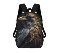 sinyumoney Golden Raven in Black Sac À Dos Scolaire Enfant Tendance Et Décontracté, Sac À Dos Imprimé En 3D Pour Garçon, Grand Sac À Dos 17inch