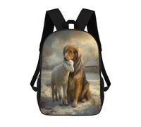 sinyumoney Golden Retriever And Lamb in Winter Scene Sacs À Dos 17 Pouces Pour Enfants, Sacs D'école Imprimés En 3D Pour Élèves Du Primaire Et Du Collège, Garçons Et Filles
