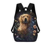 sinyumoney Golden Retriever Flower Sac À Dos Imprimé En 3D, Sac D'école Décontracté Et Tendance Pour Enfants, Sac D'école Pour Garçons, Collégiens 17inch