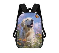 sinyumoney Golden Retriever in Flowers-5 Sacs À Dos Pour Enfants 17inch Sac À Dos Scolaire, Sac D'école Imprimé En 3D Pour Garçons, Élèves Du Primaire Et Du Collège