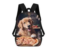sinyumoney Golden Retriever Pizza Dog Sac À Dos Scolaire Pour Enfants, 43 Cm (17 Pouces), Imprimé En 3D, Pour Garçons, Élèves Du Primaire Et Du Collège