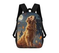 sinyumoney Golden Retriever Under Moonlight Sac À Dos Scolaire Imprimé En 3D Pour Enfants, Sac À Dos De Voyage, Sac Tendance Et Décontracté Pour Écoliers 17inch