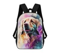 sinyumoney Golden Retriever Watercolo Sac À Dos Enfant Fille 3D, Sac D'école, Sac À Dos Pour Tout-petits, Sac À Dos Décontracté, Sac À Livres Tendance 17inch