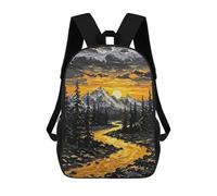 sinyumoney Golden River Mountain Sunset Painting Sac À Dos Imprimé 3D Pour Enfants, Sac À Dos Léger Pour Écoliers Et Écoliers, Sac À Goûter Pour La Crèche 17inch