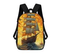 sinyumoney Golden Sails at Sunset Sac À Dos Scolaire Pour Enfants, Imprimé En 3D, Sac À Dos Tendance Pour Garçons, Élèves Du Primaire Et Du Collège 17inch