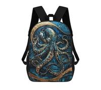 sinyumoney Golden Secrets of The Deep Art Sac À Dos, Cartable Imprimé En 3D, Sac À Goûter, Sac À Dos De Voyage, Sac À Dos Entre Amis, Sac À Dos Scolaire Pour Filles Et Garçons 17inch