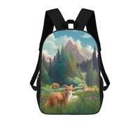 sinyumoney Golden Shrine of Amaterasu Sac à dos d'école pour enfants, Sacs à dos imprimés en 3D, Sacs à dos d'école à la mode pour garçons, écoliers primaires et collèges, Fox Meadow, 17"