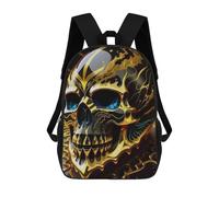 sinyumoney Golden Skull Sacs À Dos Pour Enfants, Cartables Imprimés En 3D, Sacs À Dos Pour Élèves Du Primaire Et Du Collège (garçons Et Filles) 17inch