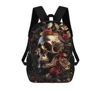 sinyumoney Golden Skull Sacs À Dos Pour Garçons, Cartables Imprimés En 3D, Sacs À Dos De Voyage Tendance Pour Garçons (primaire, Collège) 17inch