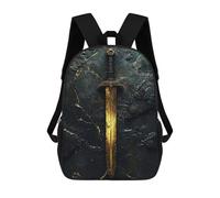 sinyumoney Golden Sword on Dark Stone Sac À Dos Scolaire Imprimé En 3D, Sac À Dos Décontracté Pour Enfants, Sac D'école Imprimé En 3D Pour Garçons, Primaire Et Collège 17inch