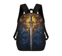 sinyumoney Golden Sword Stained Glass Sac À Dos Enfant, Cartable Imprimé En 3D Pour Garçons Et Adolescents 17inch