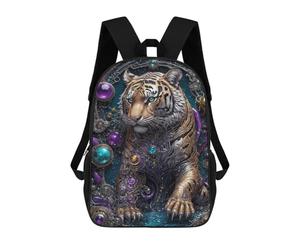 sinyumoney Golden Technology Tiger Sacs À Dos Tendance Imprimés En 3D 17inch Sac D'école Décontracté Pour Enfants, Garçons, Élèves Du Primaire Et Du Collège