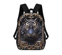 sinyumoney Golden Tiger Head Sacs À Dos Imprimés En 3D Pour Enfants 17inch Sacs À Dos Tendance Et Décontractés Pour La Journée, Sacs De Voyage, Sacs À Dos D'extérieur Pour Garçons Et Filles