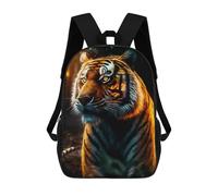 sinyumoney Golden Tiger Portrait -2 Sac À Dos Scolaire Pour Adolescents, Imprimé En 3D, Ajustable, À Poches Tendance, Pour Enfants, Garçons, Filles, Étudiants Et Adolescents 17inch