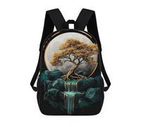 sinyumoney Golden Tree Moonlit Reflection Sac À Dos Scolaire Imprimé En 3D Pour Garçons Et Filles, Sac À Dos Pour Enfants, Sac De Voyage 17inch