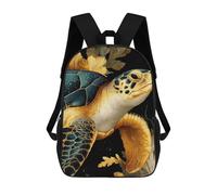 sinyumoney Golden Turtle with Floral Accents Sac À Dos Scolaire Pour Filles Et Garçons, Grande Capacité, Léger, Pour Enfants Et Étudiants 17inch