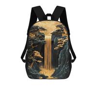 sinyumoney Golden Waterfall Bonsai Cherry Blossom Landscape Sac À Dos Enfant, Cartable Imprimé En 3D Pour Garçons Et Adolescents 17inch