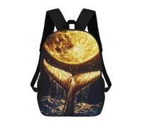 sinyumoney Golden Whale Tail And Moon Sac À Dos, Cartable Imprimé En 3D, Sac À Goûter, Sac À Dos De Voyage, Sac À Dos Entre Amis, Sac À Dos Scolaire Pour Filles Et Garçons 17inch