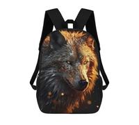 sinyumoney Golden White Wolf Sac À Dos Pour Garçons Et Adolescents, Sacs À Dos Pour Filles, Sacs À Dos Pour Tout-petits, Sacs À Livres Pour L'école Primaire Et Le Collège 17inch