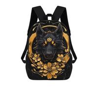 sinyumoney Golden Wolf Portrait Sac À Dos Scolaire Pour Enfants 17 Pouces, Sac À Dos Décontracté Pour Les Voyages, Grand Sac À Dos De Jour Pour Garçons Et Filles 17inch