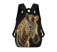sinyumoney Golden Zebra Portrait on Black Background Sacs À Dos Pour Enfants, Sac À Dos Scolaire Imprimé En 3D Pour Enfants, Sac À Dos De Voyage, Sac À Livres Pour Enfants 17inch Sac D'école