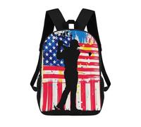 sinyumoney Golfing American Flag Sacs À Dos Pour Enfants, Cartables, Sacs À Dos Scolaires Imprimés En 3D, Sacs À Dos De Voyage Tendance Pour Enfants (primaire, Collège) 17inch