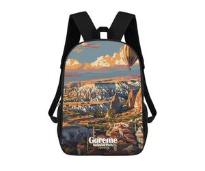 sinyumoney Goreme National Park Turkey Illustration Sacs À Dos Scolaires Pour Enfants, Sac D'école Imprimé En 3D Pour Garçons, Élèves Du Primaire Et Du Collège 17inch