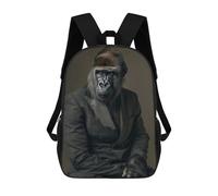 sinyumoney Gorilla in A Suit Sacs À Dos Scolaires Pour Enfants, Sac D'école Imprimé En 3D Pour Garçons, Élèves Du Primaire Et Du Collège 17inch