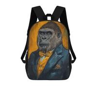 sinyumoney Gorilla in Suit Sac À Dos Scolaire Pour Filles Et Garçons, Grande Capacité, Léger, Pour Enfants Et Étudiants 17inch