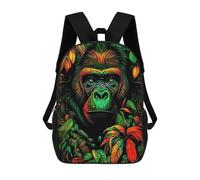 sinyumoney Gorilla in Vibrant Jungle Sac À Dos Imprimé En 3D, Sac D'école Décontracté Et Tendance Pour Enfants, Sac D'école Pour Garçons, Collégiens 17inch