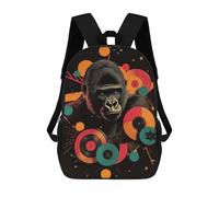 sinyumoney Gorilla with Records Digital Art Gorilla Urban Jungle Sacs À Dos Pour Enfants, Cartables 3D Personnalisés Pour Garçons Et Filles, Grands Sacs À Dos Scolaires Décontractés 17inch