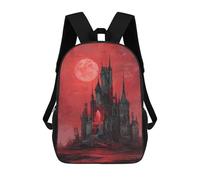 sinyumoney Gothic Castle with Blood Moon Sac À Dos Scolaire Pour Enfants, 43 Cm (17 Pouces), Imprimé En 3D, Pour Garçons, Élèves Du Primaire Et Du Collège
