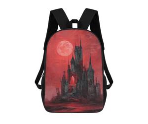 sinyumoney Gothic Castle with Blood Moon Sac À Dos Scolaire Pour Enfants, 43 Cm (17 Pouces), Imprimé En 3D, Pour Garçons, Élèves Du Primaire Et Du Collège