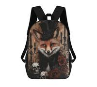 sinyumoney Gothic Fox in Top Hat with Roses And Skulls Sacs À Dos Décontractés Pour Enfants, Sacs D'école Pour Adolescents, Filles Et Garçons, Sacs À Dos Pour Livres 17inch
