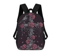 sinyumoney Gothic Raven And Roses Cross Sacs À Dos Scolaires Pour Enfants, Sac D'école Imprimé En 3D Pour Garçons, Élèves Du Primaire Et Du Collège 17inch