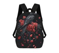 sinyumoney Gothic Raven And Roses on Gothic Cross Sac À Dos Enfant Tendance Et Amusant, Sac À Dos Pour Garçons Et Adolescents, Sac D'école Imprimé En 3D Pour Garçons 17inch