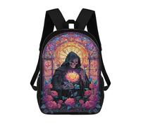 sinyumoney Gothic Reaper with Rose Stained Glass Artwork Sac À Dos Scolaire Pour Enfants, 43 Cm (17 Pouces), Imprimé En 3D, Pour Garçons, Élèves Du Primaire Et Du Collège