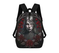 sinyumoney Gothic Rose Portrait Art Print Sac À Dos Imprimé 3D Pour Enfants, Sac À Dos Léger Pour Écoliers Et Écoliers, Sac À Goûter Pour La Crèche 17inch