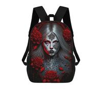 sinyumoney Gothic Rose Portrait Artwork Sac À Dos Scolaire Imprimé En 3D Pour Enfants, Sac À Dos De Voyage Tendance Et Décontracté Pour Écoliers 17inch