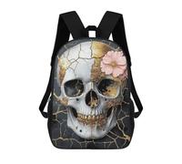 sinyumoney Gothic Skull with Flowers Art Print Sacs À Dos 17 Pouces Pour Enfants, Sacs D'école Imprimés En 3D Pour Élèves Du Primaire Et Du Collège, Garçons Et Filles