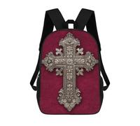 sinyumoney Gothic Wall Cross Decorative Sac À Dos Scolaire Pour Enfants 17 Pouces, Sac À Dos Décontracté Pour Les Voyages, Grand Sac À Dos De Jour Pour Garçons Et Filles 17inch