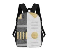 sinyumoney Gray And Gold Art E Sacs À Dos Scolaires Pour Enfants, Sac D'école Imprimé En 3D Pour Garçons, Élèves Du Primaire Et Du Collège 17inch