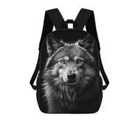 sinyumoney Gray Wolf Portrait -3 Sac À Dos Scolaire Pour Enfants, Imprimé En 3D, Tendance Et Décontracté, Pour Garçons, Élèves Du Primaire Et Du Collège 17inch