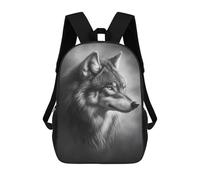 sinyumoney Gray Wolf Portrait Art Print Sac À Dos Pour Garçons Et Adolescents, Sacs À Dos Pour Filles, Sacs À Dos Pour Tout-petits, Sacs À Livres Pour L'école Primaire Et Le Collège 17inch