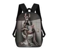 sinyumoney Great Dane Reading on Toilet Sac À Dos Enfant, Cartable Imprimé En 3D Pour Garçons Et Adolescents 17inch